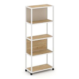 Shelf Mobile Стеллаж 5 уровней 1 секция VR.LT-STK-503.12 Тиквуд Светлый/Металл Белый/W-04 1200*400*2000 - Фото предпросмотра