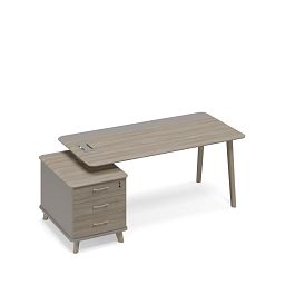 Стол комбинированный левый с тумбой малой (тип 1) WOOD Time wood ТМ В2 105 МП ВЛ/МП ВЛ мокко премиум (корпус) / вяз либерти (столешница, топ, фасад) - Фото предпросмотра