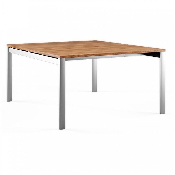 Рабочая станция на 2 стола зеркальная Tess Metal 160x164x75 орех - Вид 1