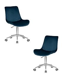 Набор 2 шт Кресло офисное DOBRIN DORA (синий велюр (1922-20), хромированная сталь) - Фото предпросмотра