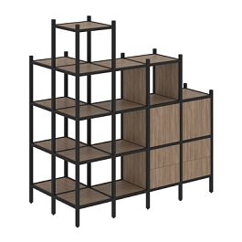 Loft Угловой внешний стеллаж наборный VR.L-58 Дуб аризона/Чёрный металл 862*1694*1869 - Фото предпросмотра