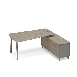 Стoл на опорной тумбе правый (тип 3) для руководителя Time metal ТМ М1 116 МП ВЛ ВЛ мокко премиум (корпус) / вяз либерти (столешница, топ, фасад) - Фото предпросмотра