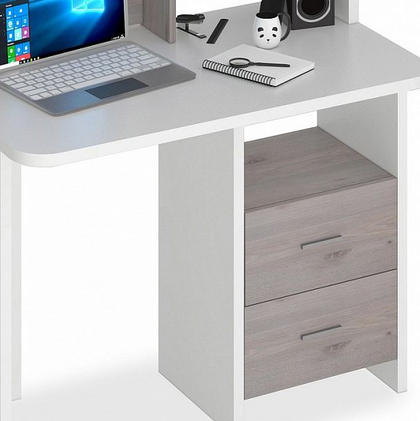 Стол компьютерный Домино Lite СКЛ-Прям100Р+НКЛ-100 Белый/Нельсон - Вид 3