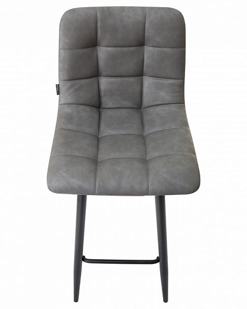 Стул барный DOBRIN NICOLE (черные матовые ножки, серая антрацитовая винтажная экокожа (RU-08)) - Вид 3