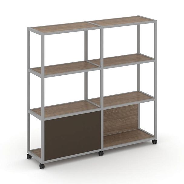Shelf Mobile Стеллаж 4 уровня 2 секции VR.LT-STK-413.06 Дуб Аризона/Металл Серый/W-25 1170*400*1523 - Вид 1