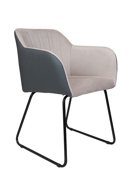 Стул / Bravo / бежевая ткань / серая экокожа - Вид 1