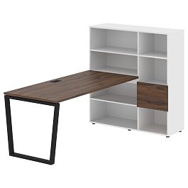Стол-стеллаж EVRST 1217 Дуб Денвер тёмный/Черный/Белый 2190х1250х1355 EDIS - Фото предпросмотра