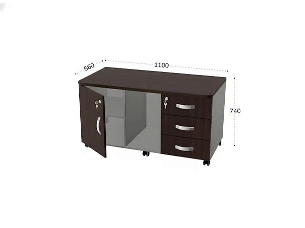 БЕРЛИН / BERLIN Сервисная тумба для копировальной техники 1100х560х740 Венге/Серый - Вид 2