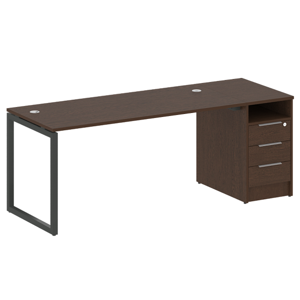 Metal System Quattro Р. ст. с тумбой на О-образном м/к 40БО.РС-СТП-1.4 Венге/Антрацит металл 2012*720*750 - Вид 1