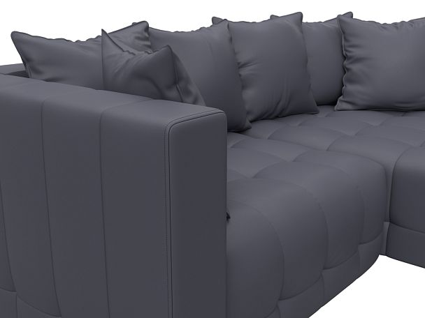 Диван угловой Лига-052 НПБ угол универсальный Экокожа серый - Вид 4