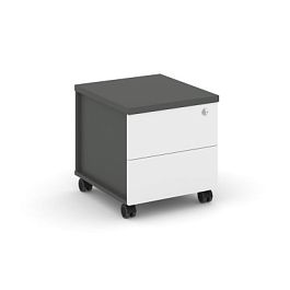 Стайл Проджект Тумба мобильная усил. колеса SN.TMU-005 Антрацит/Антрацит/Белый/Черный Ручки 416*460* - Фото предпросмотра