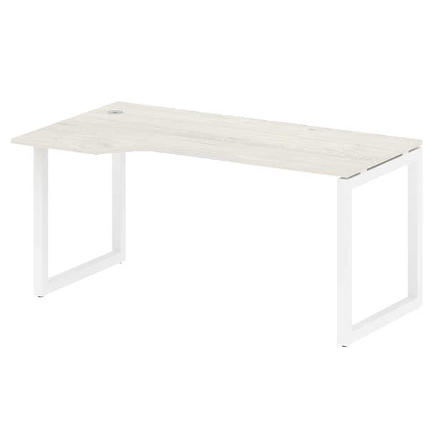 Metal System Quattro Стол криволинейный левый на О-образном м/к 50БО.СА-1 (L) Дуб наварра/Белый металл 1600*900*750 - Вид 1