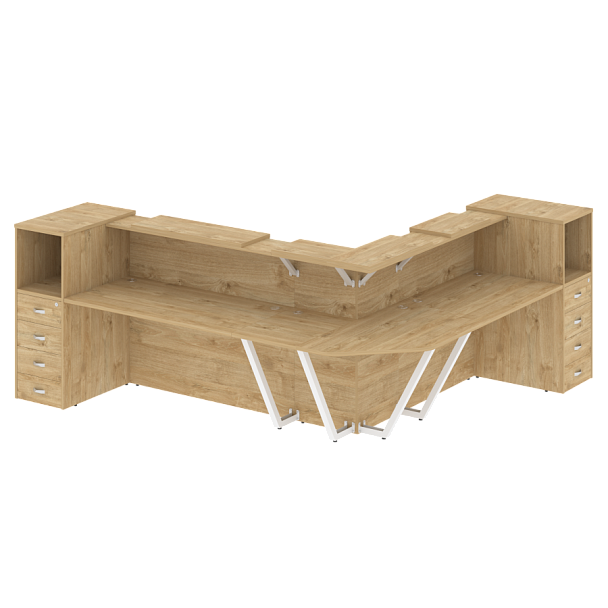 Ресепшн Г-образный "Onix" O.R-K-33 тиквуд светлый/белый - Вид 1