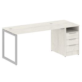 Metal System Quattro Р. ст. с тумбой на О-образном м/к 40БО.РС-СТП-1.3 Дуб наварра/Серый металл 1812*720*750 - Фото предпросмотра