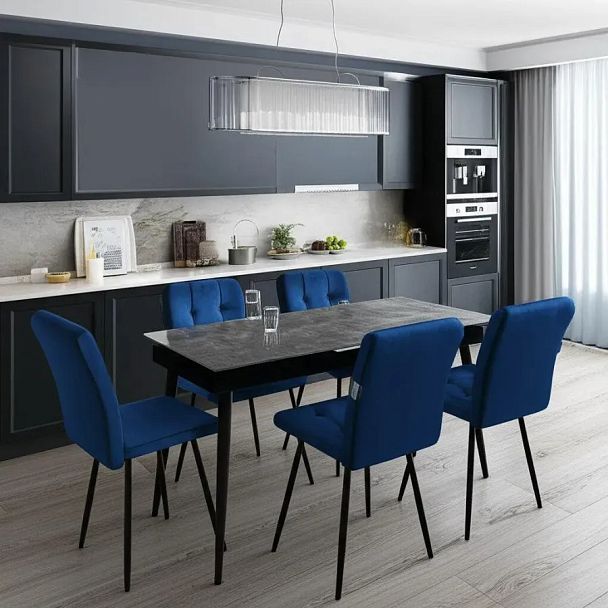 Стол обеденный Балморал/Balmoral 120-160x80x75см, столешница керамика (глянцевая)/опоры металл, серый/чёрный - Вид 17