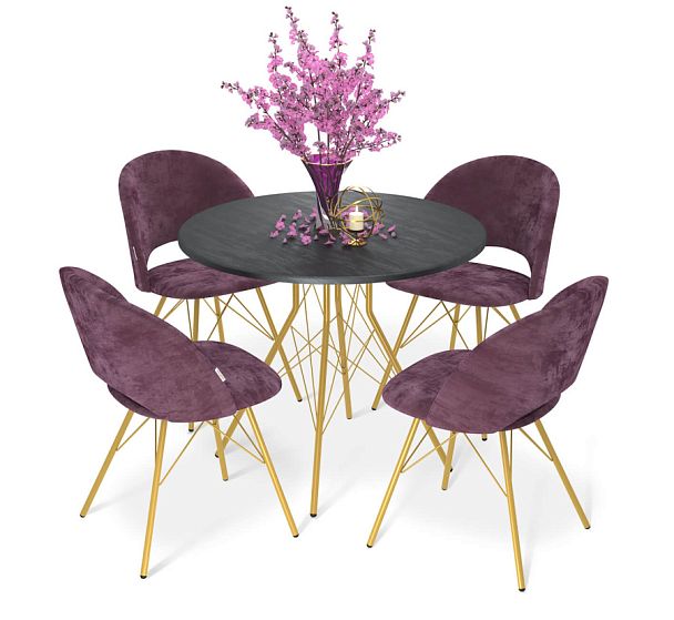 Обеденная группа Sheffilton SHT-DS249 каменный уголь/лиственно-зеленый/золото - Вид 1