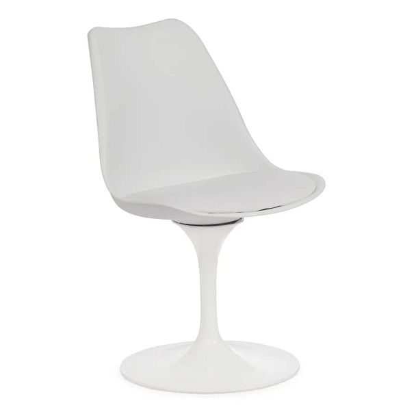 Стул Тулип Фэшн Чаир/Tulip Fashion Chair (мод.109), металл/пластик/PU, белый / белый - Вид 1