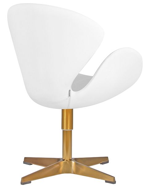 Кресло дизайнерское DOBRIN SWAN (белый кожзам P23, золотое основание) - Вид 4