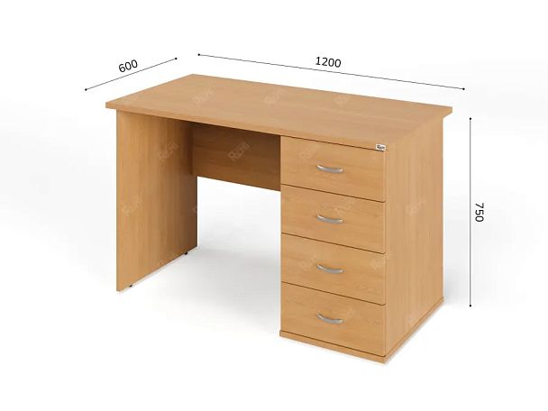 UNITY РС06-12 R Бук Стол однотумбовый Правый 1200х600х750 - Вид 1