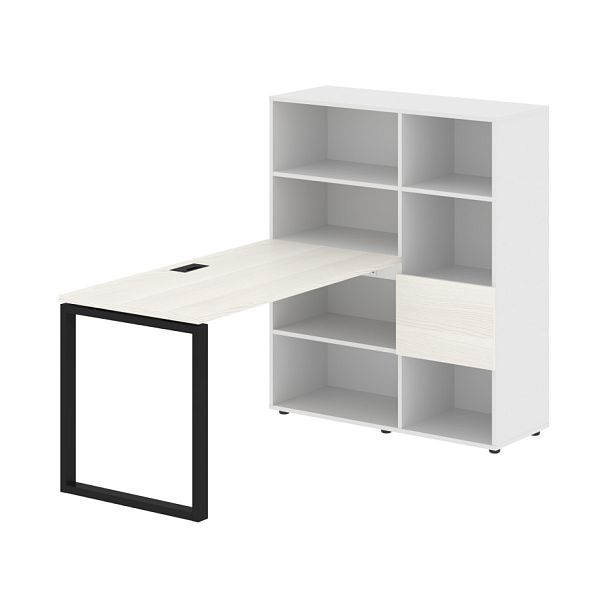 Стол-стеллаж EQRST 1113 Ясень Траун/Черный/Белый 1790х1120х1355 EDIS - Вид 1