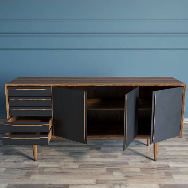 Комод 3 двери "Bruni Black" BR04 - Вид 2