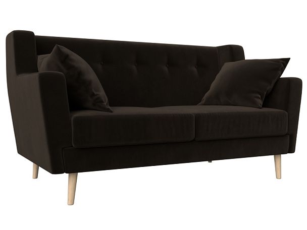 Прямой диван Брайтон 2 (полностью микровельвет коричневый) - Вид 1