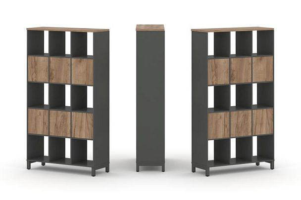 Стайл Проджект Набор стеллажа 2-х сторон., 5 яр. SN.NSD-531 Антрацит/Дуб Табак/Металл Антрацит 1121* - Вид 1