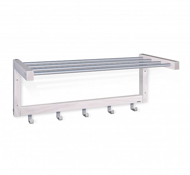 Вешалка деревянная Альберо SHT-WH4 настенная беленый/алюм.мет - Вид 3