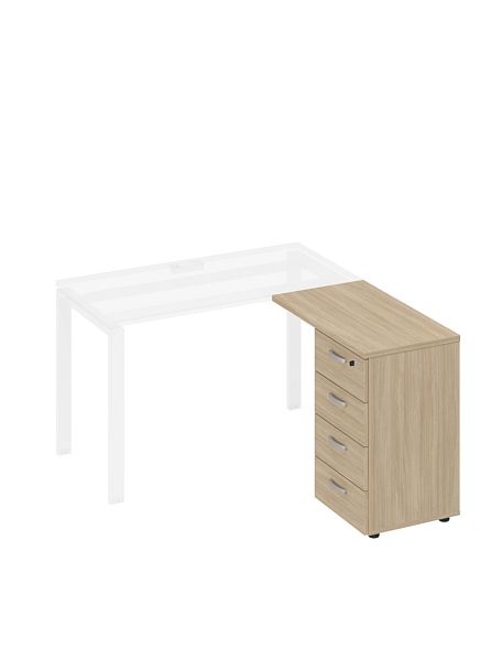 Тумба приставная 4-х ящичная с замком A4 А4 9224 БП дуб скандинавский - Вид 1