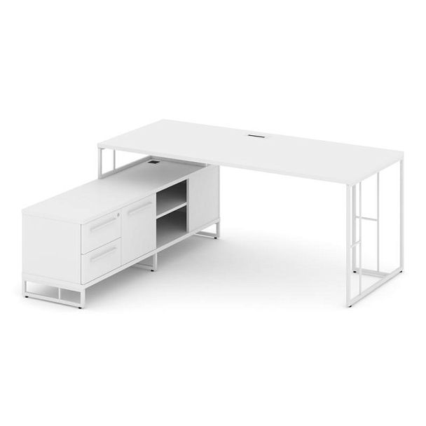 Rift Direct Стол руководителя на опорной тумбой RF.SRT-24 (L) Белый Бриллиант/Металл Белый 1580*1600*750 - Вид 1