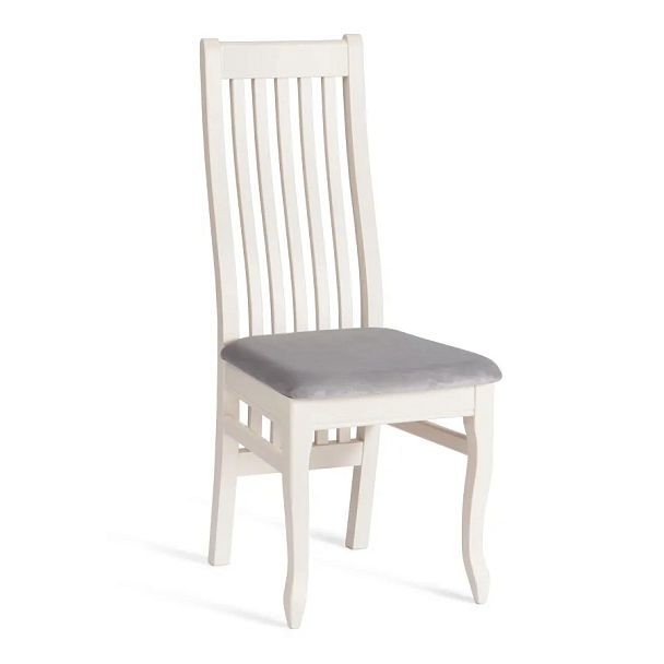 Стул Дольче/Dolce мягкое сиденье, бук, ivory white, велюр Tenerife Ultimate grey - Вид 1