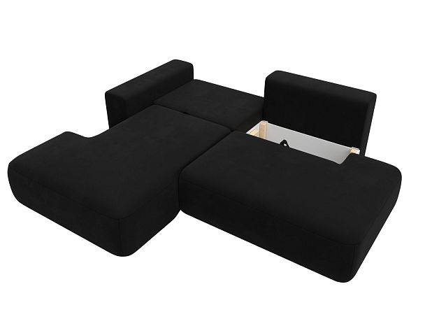 Диван угловой Лига-036 Модерн левый угол Микровельвет черный - Вид 6