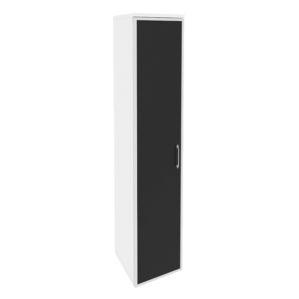 Onix Шкаф высокий узкий левый O.SU-1.10 R (L) black Белый бриллиант/Стекло black 400*420*1977 - Вид 1