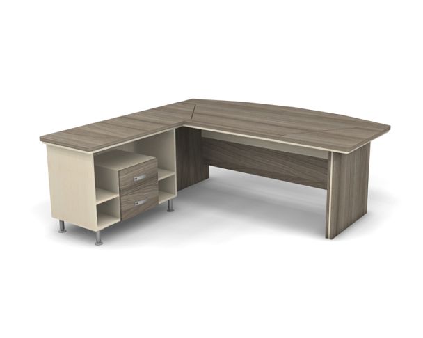 Стол руководителя угловой с вставкой L,R 1600 Берлин Дрифтвуд СРУ.В 16-200 - Вид 1