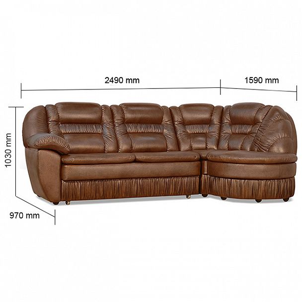 Угловой диван "Честер 2" БПС-2РУ кожа - Вид 9