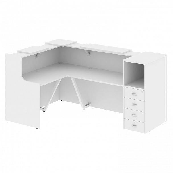 Ресепшн Г-образный "Onix" O.R-K-25 белый бриллиант - Вид 1