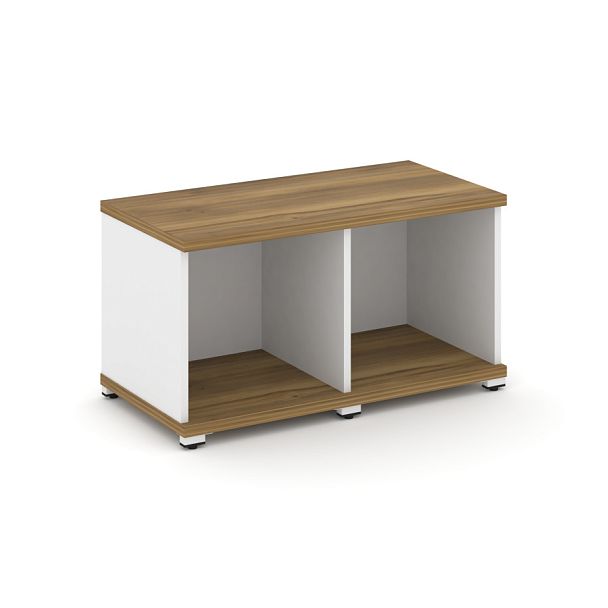 Concept Стеллаж 2 узкие секции, 1 ниша CN.STU-120 Сандал Янтарный/Белый Бриллиант/Металл Белый 836*420*450 - Вид 1