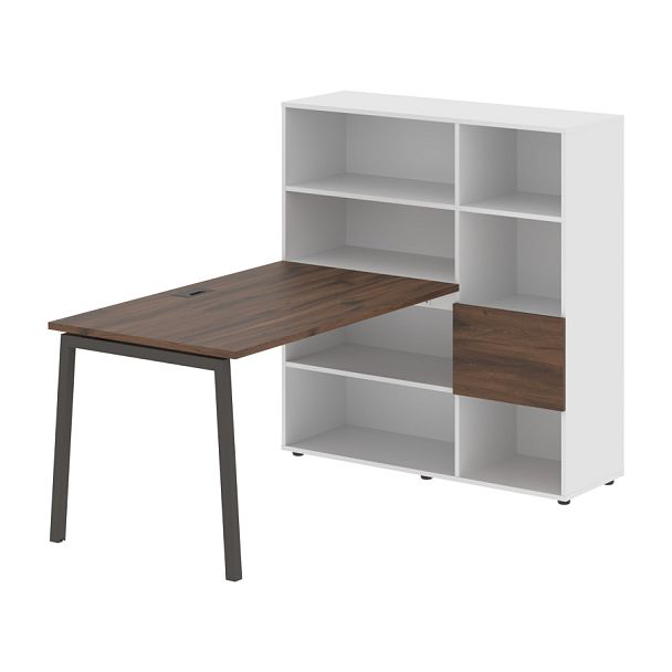 Стол-стеллаж ELRST 1213 Дуб Денвер тёмный/Мокко/Белый 1790х1250х1355 EDIS - Вид 1