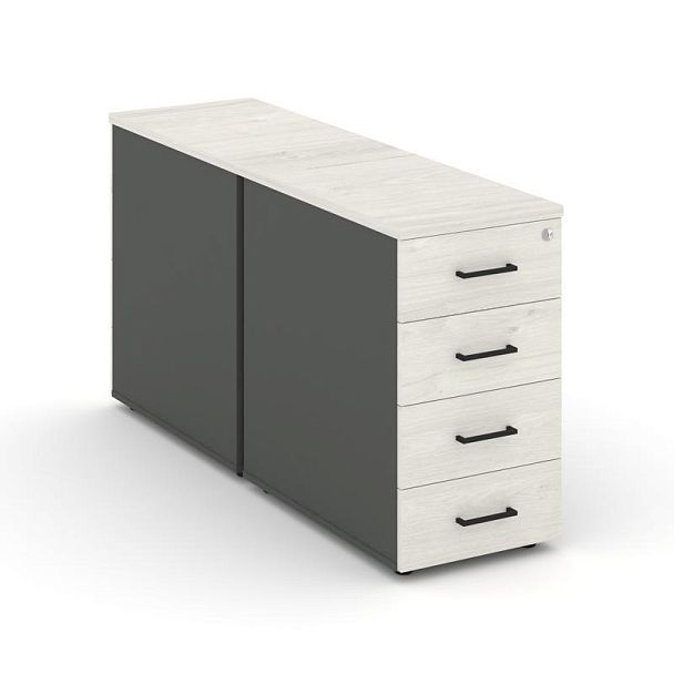 Стайл Проджект Тумба опорная/приставная SN.TOP-012 Антрацит/Дуб Наварра/Черный Ручки 416*1432*750 - Вид 1