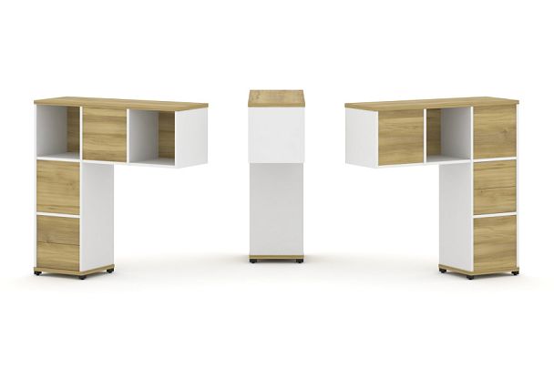 Concept Надставка низкая CN.DNN-003 Дуб Винченцо/Белый Бриллиант/Металл Черный 1099*365*1130 - Вид 1