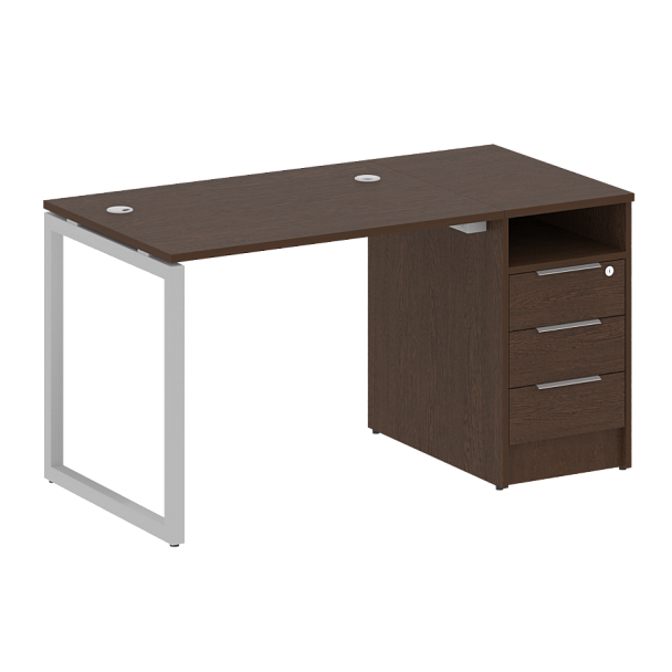 Metal System Quattro Р. ст. с тумбой на О-образном м/к 40БО.РС-СТП-1.1 Венге/Серый металл 1412*720*750 - Вид 1