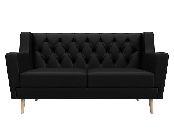 Прямой диван Брайтон 2 Люкс (полностью экокожа черная) - Вид 2