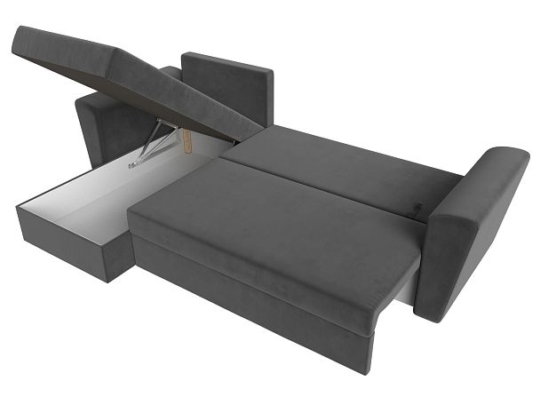 Угловой диван Амстердам Лайт левый (полностью велюр серый) - Вид 7