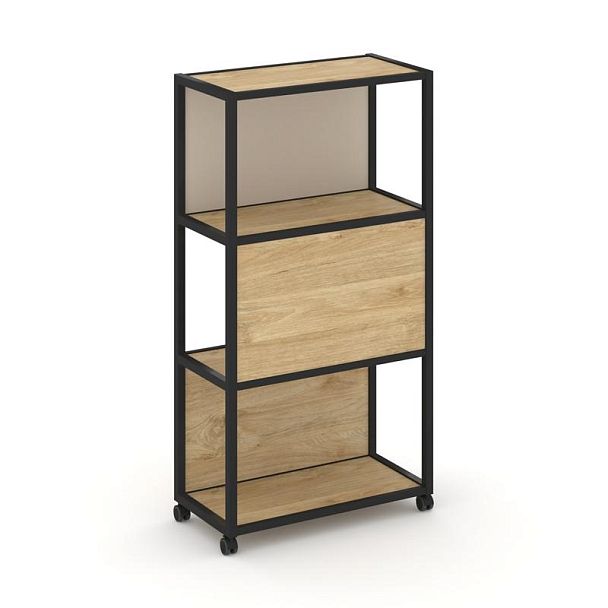 Shelf Mobile Стеллаж 4 уровня 1 секция VR.LT-STK-405.12 Тиквуд Светлый/Металл Черный/W-04 1200*400*1523 - Вид 1