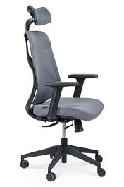 Кресло офисное / Имидж / черный пластик / серая сетка / серая ткань - Фото предпросмотра