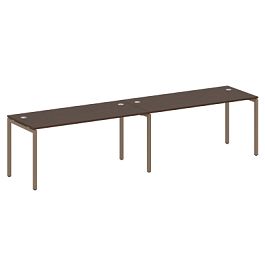 Metal System Quattro Р. ст. на 2 раб. места на П-образном м/к 40БП.СМ-2.4 Венге/Мокко металл 3200*720*750 - Фото предпросмотра