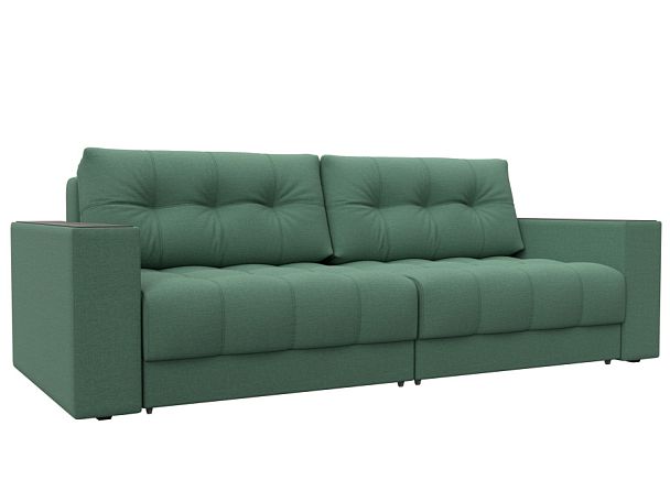 Диван прямой с декором Лига-049 НПБ Рогожка зеленый - Вид 1