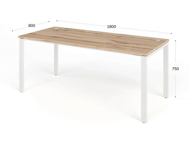 TANDEM RTD071-MK-180-V Стол прямой на металлокаркасе ун-й 1800х800х750 Вотан/Белый - Вид 2