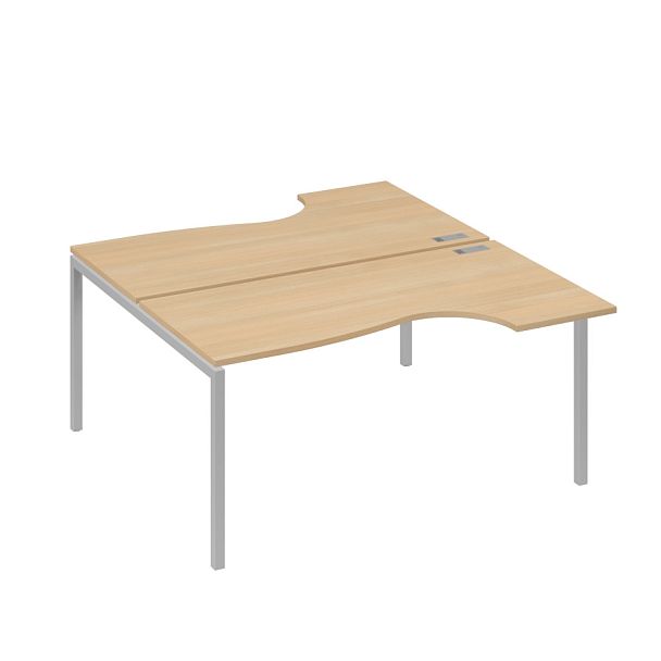 Рабочая станция DUE (2х160) столы эргономичные Классика A4 А4 Б2 185 БП натуральный дуб / металлокаркас серый - Вид 1