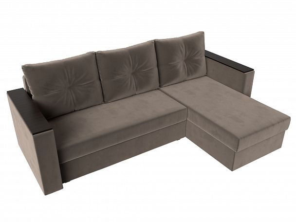 Угловой диван Атланта Лайт Б/С правый (полностью велюр коричневый) - Вид 5